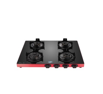 Jyoti 423 Slender Red 3D 4 Burner Gas Stove Toughened Glass Cooktop 3D